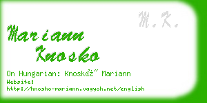 mariann knosko business card